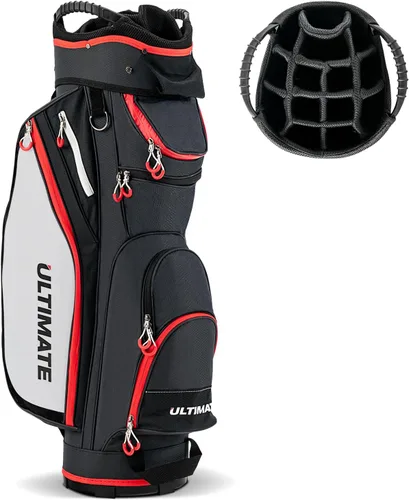 Bolsa de golf para carrito ULTIMATE, 14 divisiones superiores con bolsillos y soporte para paraguas, bolsa de golf portátil con correa de hombro