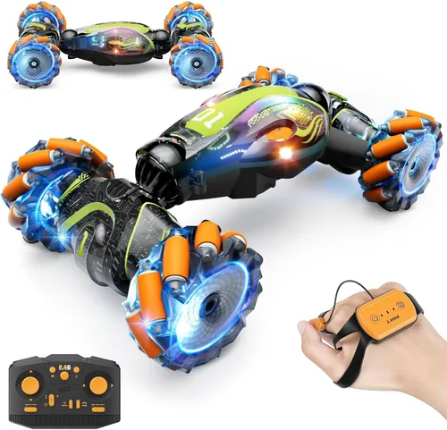 Miniatura 8 de Gigilli Auto de acrobacias RC con detección de gestos para niños de 8 a 12 años, autos RC para niños, juguetes de giro y deriva con luces de música