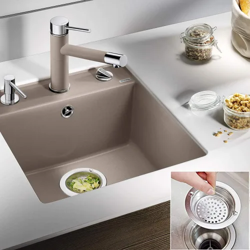 Miniatura 5 de Paquete de 2 coladores para fregadero de cocina con asa, acero inoxidable de alta calidad, tapón de eliminación de basura para fregadero de cocina
