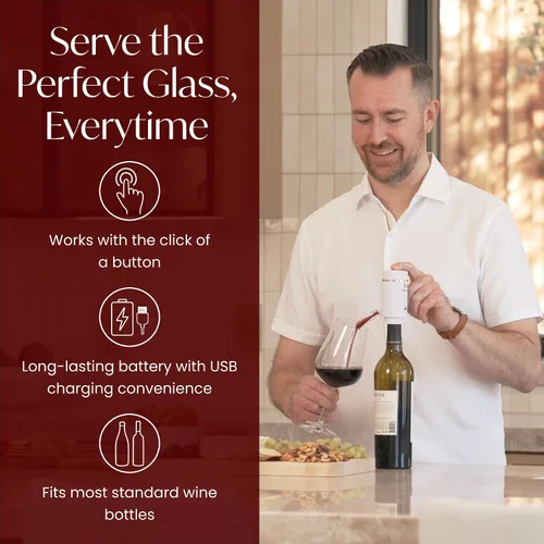 Miniatura 4 de Vin Fresco Dispensador eléctrico de vino y aireador de vino tinto, aireador eléctrico de vino con un botón, aireador de boquilla vertedor de vino