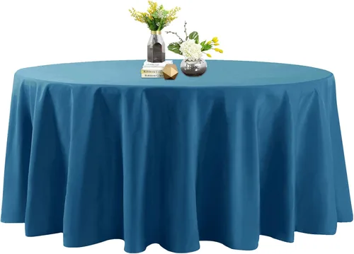 Miniatura 29 de Mantel de poliéster lavable de 90 pulgadas, resistente a las manchas y a las arrugas, mantel decorativo para mesa de comedor, fiestas de bufé y Negro