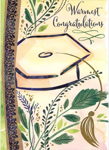Designer Greetings Gorra de graduación negra con borla de lámina dorada Tarjeta de felicitación de graduación para grado de doctorado