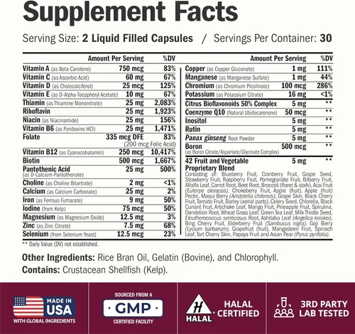 Miniatura 3 de Multivitamínico para mujeres – Multivitamínicos y multiminerales esenciales para mujeres 60 cápsulas líquidas con vitamina B12, A, D, C, zinc
