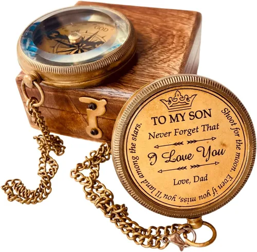 Miniatura 8 de Regalo para hijo de mamá y papá Brújula grabada de 5 cm - Regalos del padre al hijo, regalos de mamá al hijo para graduación 2025, bautizo