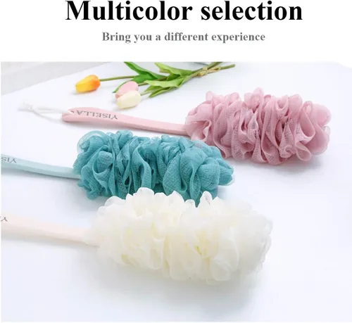 Miniatura 7 de Cepillo de baño de mango largo para ducha + esponja de baño gris Luffa