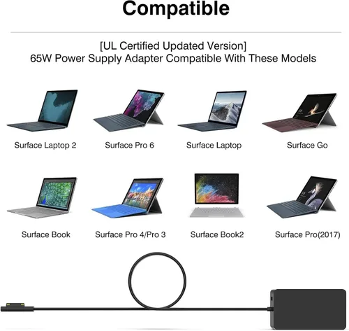 Miniatura 5 de [Versión mejorada] Cargador Surface Pro de 65 W para Surface Pro 3/4/5/6/7/8/9/X, compatible con Microsoft Surface Book Laptop/tablet, funciona