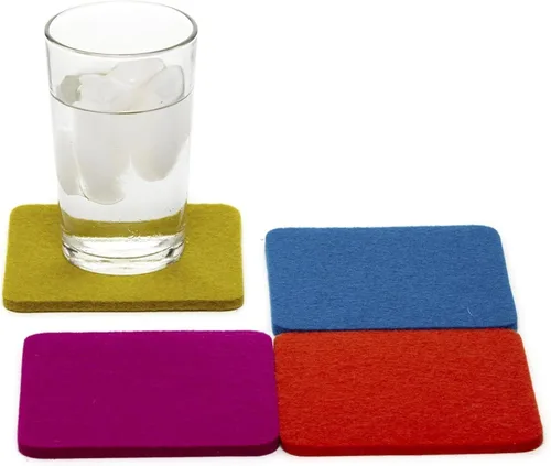 Miniatura 8 de Graf Lantz - Juego de 4 posavasos redondos de lana de merino Bierfilzl - Negro (círculos de 10 cm) - Absorbe el 30% del peso - Lana alemana