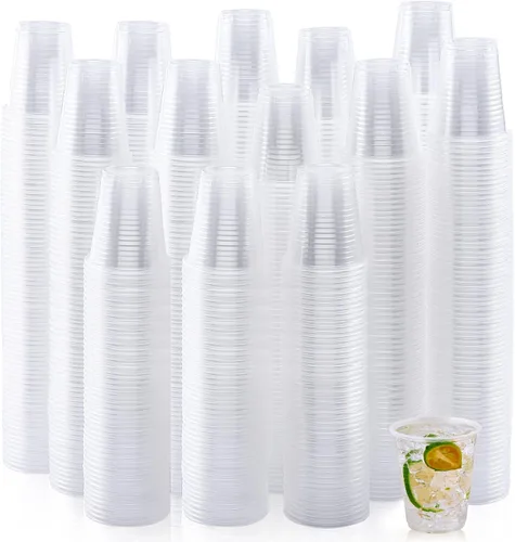 Turbo Bee Paquete de 1000 vasos de plástico transparente de 5 onzas, pequeños vasos desechables para fiestas, vasos desechables para bebidas frías,
