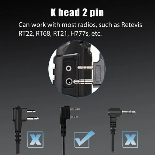 Miniatura 4 de Retevis Walkie Talkie Auricular con micrófono, tubo de bobina, 2 pines, para RT22 RT68 RT21 H-777 RT27, compatible con Baofeng UV-5R, Arcshell
