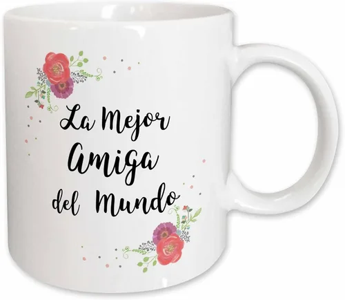 Miniatura 10 de 3dRose Floral La Mejor Amiga del Mundo - Spanish Best Friend in the World 15oz Two-Tone Green Mug Verde/Blanco