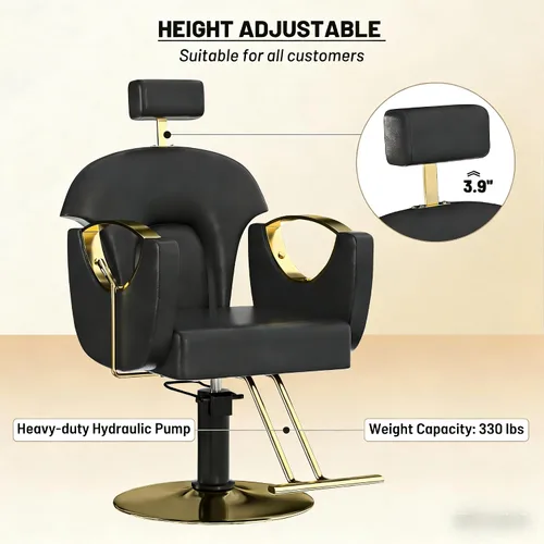 Miniatura 5 de FreSup Silla de salón para estilista, sillas de estilista con bomba hidráulica resistente, silla giratoria de 360°, silla de estilo ajustable