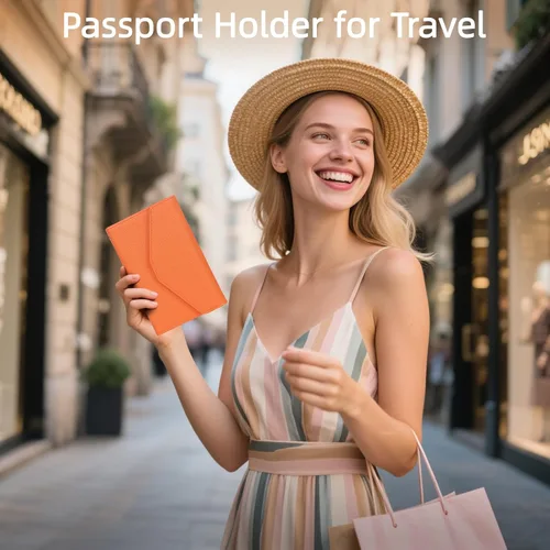 Miniatura 102 de Zoppen - Billetera de viaje con bloqueo RFID multiusos (Ver.4) Portatarjetas de pasaporte y vacunas, organizador de documentos de tres pliegues