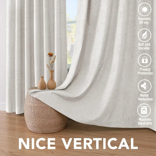 Miniatura 7 de H.VERSAILTEX Cortinas para Puerta Corrediza, Cortinas de Lino 100% Opacas Duraderas de Textura Gruesa con Aspecto de Lino, Cortina para Puerta