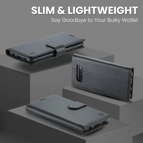 Miniatura 3 de FLIPALM Funda tipo cartera para Samsung Galaxy S10+/S10 Plus de 6.4 pulgadas, con bloqueo RFID, soporte para tarjetas de crédito, de piel sintética