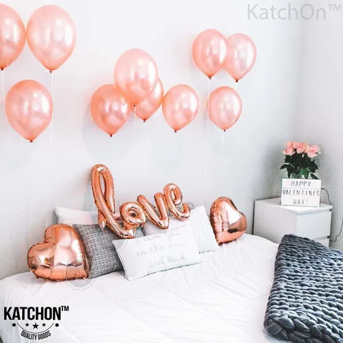 Miniatura 5 de Katchon - Set decorativo de globos de papel de aluminio, diseño "love", corazón, rosado