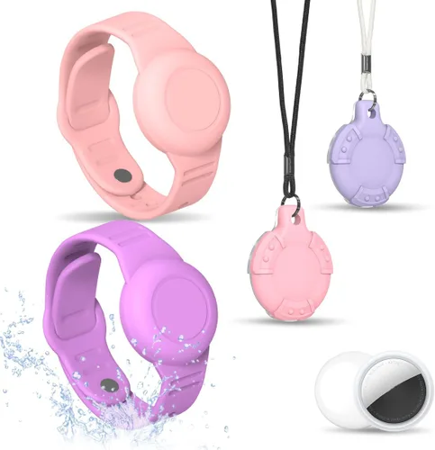 Paquete de 4 para pulsera AirTag y collar Air tag, pulsera de silicona suave, soporte Air Tag oculto impermeable, accesorios Air Tags ligeros y