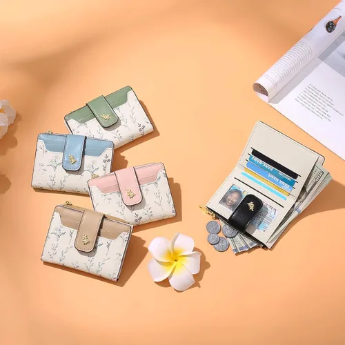 Miniatura 6 de GAEKEAO Billeteras pequeñas para mujer, con bloqueo RFID, de cuero, plegable, con cremallera, bolsillo para tarjetas de crédito, con ventana