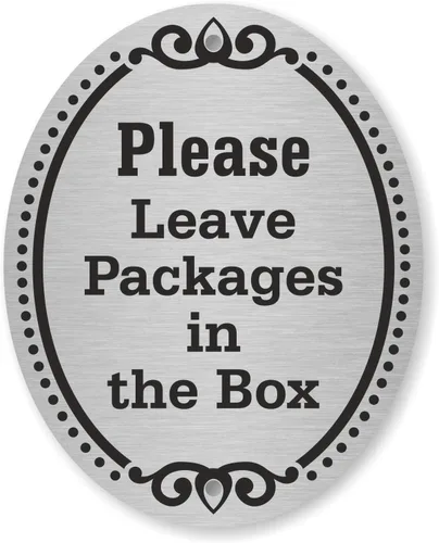 SmartSign Letrero de puerta con placa de diamante con texto en inglés "Please Leave Packages in the Box", aluminio de 4 x 5 pulgadas, fabricado en