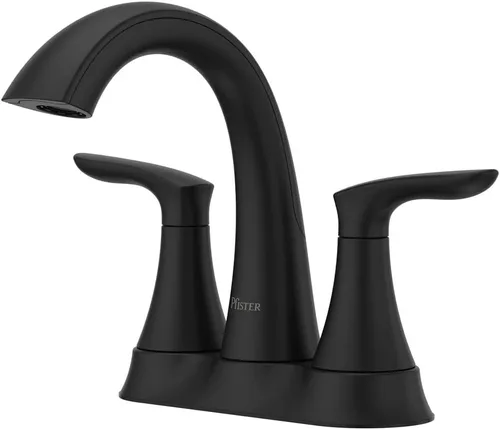 Pfister Weller LG48WRPB - Grifo para lavabo de baño, centro de 4 pulgadas, 2 asas, 3 agujeros, acabado negro mate, LG48WRPB Mate negro