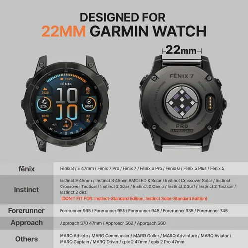 Miniatura 7 de Bandletic Magnético Compatible con Garmin Instinct 2 Correa de Reloj - Correa de Silicona de Ajuste Rápido de 22mm para Fenix 8 E 47mm/7 6 Pro/5