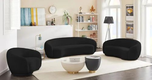 Miniatura 14 de Meridian Furniture 693Black-S Hyde Collection Modern Sofá tapizado de tela Boucle contemporáneo, negro, 89.5 pulgadas de ancho x 38 pulgadas
