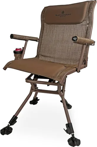 Silla Giratoria de Caza y Campamento Resistente Black Sierra Soporta 300 Libras, XL Giro Silencioso de 360° para Refugio de Caza, Silla de Suelo