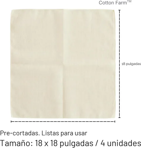 Miniatura 7 de Cotton Farm - Paños de queso precortados, 18 x 18 pulgadas, grado 100, bordes sobrehilados, listos para usar, gasa de muselina para colar y cocinar