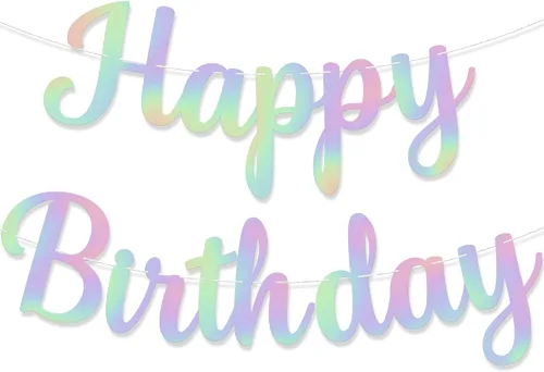 Miniatura 11 de KatchOn Cartel de feliz cumpleaños cursivo negro con purpurina, pre-encordado, 10 pies, cartel de feliz cumpleaños para mujeres, hombres, niños