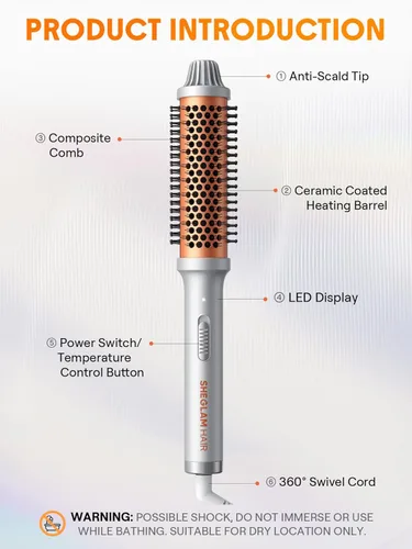 Miniatura 5 de SHEGLAM Hair It-Curl - Cepillo térmico para rizar el cabello, 1.5 pulgadas, voluminizador, volumen de raíces y rizos sueltos