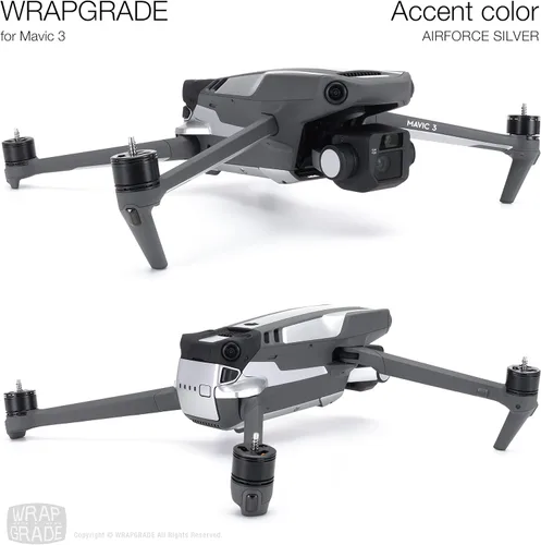 Miniatura 5 de WRAPGRADE Adhesivos parciales para DJI Mavic 3 / Mavic 3 Classic Accent Color (AIRFORCE SILVER)