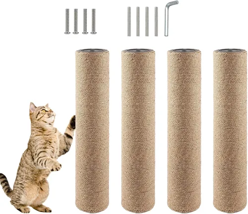 4 piezas de repuesto de poste rascador para gatos de interior de 15.7 x 3.1 pulgadas, piezas de repuesto de árbol de gatos natural, poste de yute 【4