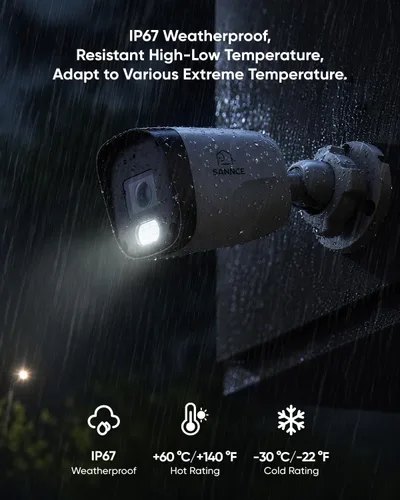 Miniatura 6 de SANNCE Cámara de seguridad PoE 2K 3MP - Visión nocturna infrarroja y a todo color, IP67 resistente a la intemperie, detección inteligente de humanos