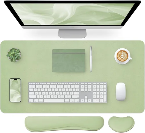 Miniatura 71 de Bloss Almohadilla de escritorio de cuero y reposamuñecas para teclado, alfombrilla grande para mouse + almohadilla para teclado + soporte de muñeca