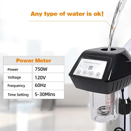 Miniatura 9 de Vaporizador Facial Profesional sobre Ruedas con Configuración de Tiempo, Vaporizador para Esteticistas con Más Vapor para Limpieza Profunda e