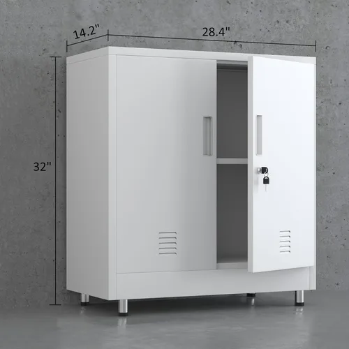 Miniatura 3 de JINGUR Armario de almacenamiento de metal con puertas de bloqueo y estante ajustable, pequeño aparador con cerradura para oficina en casa, pasillo
