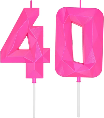 Miniatura 251 de DERVENTA Velas de cumpleaños con números grandes, 3D, color rosa, 3.7 pulgadas, decoración para tartas de fiesta, 1 pieza (número 3 rosa)