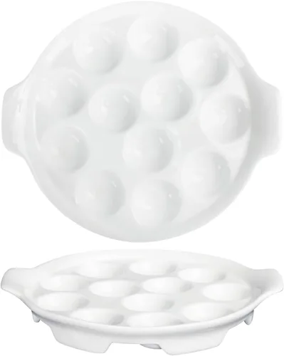 Miniatura 9 de Plato de cerámica para hornear, para aperitivos, caracoles a la parrilla, vieiras, vajilla de 6.22 pulgadas (2 piezas) con asa, apta para horno