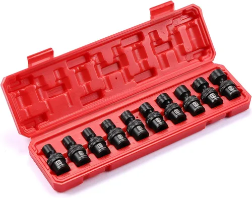 Miniatura 8 de MIXPOWER Juego de 10 piezas de llaves vaso universales de impacto poco profundo de 3/8", métrico, 10-19mm, llave de giro con oscilación flexible