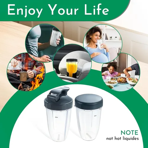Miniatura 14 de Vasos de licuadora de repuesto para licuadora Nutribullet de 18 onzas con tapa, compatible con Nutribullet 600 W 900 W licuadora exprimidor