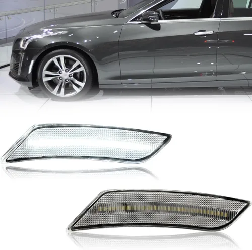 Miniatura 10 de Luces de Marcador Lateral LED Ámbar ATS/XT5 para Cadillac XT5 2017-2024, Cadillac ATS 2013-2014, Faros Delanteros de Lente Ahumada Chevy Blazer