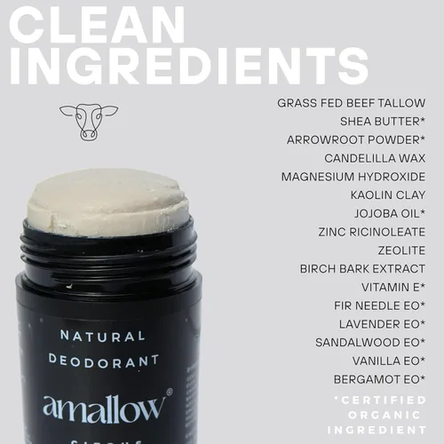 Miniatura 5 de Amallow - Desodorante natural – Sin sal de aluminio, a base de sebo, sin bicarbonato de sodio, con magnesio y zinc – Protección contra olores