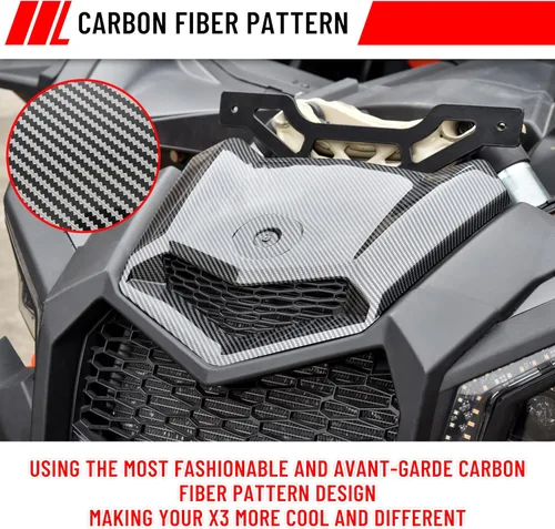 Miniatura 3 de SAUTVS Capó turbo con patrón de fibra de carbono para Can Am X3, diseño frontal de fibra de carbono Turbo Hood Scoop para Can-Am Maverick X3 XDS XRS