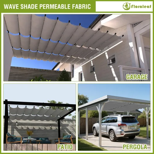 Miniatura 7 de Cubierta de Sombra para Pérgola de 3'×4' Impermeable Retráctil Toldo de Repuesto para Pérgola Vela de Sombra Deslizante con Herrajes de Cable