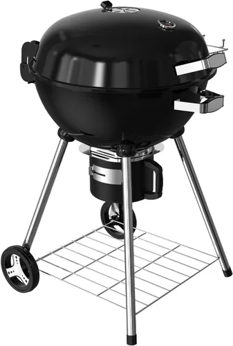 Parrilla de carbón portátil de 22.5 pulgadas, ahumador de barbacoa tipo caldera resistente con termómetro integrado y recolector de cenizas