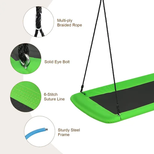 Miniatura 4 de Costzon Columpio rectangular gigante de 60 pulgadas para niños y adultos, resistente al desgaste para interiores y exteriores, con marco de acero