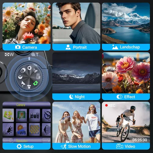 Miniatura 6 de Cámara digital 4K para fotografía y vlogging, cámara de video de YouTube compacta de enfoque automático de 64 MP con lente dual IPS de 3 pulgadas