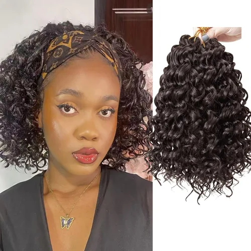 Miniatura 74 de GoGo Curl Crochet Hair 18 pulgadas onda de agua pelo sintético bohemio ganchillo trenzado jengibre onda profunda extensiones de cabello trenzado