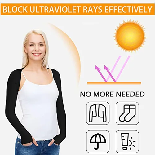 Miniatura 4 de Cool Shawl - Juego de 2 fundas de protección solar con agujeros para los dedos, protección UV, fundas para brazos para golf Negro