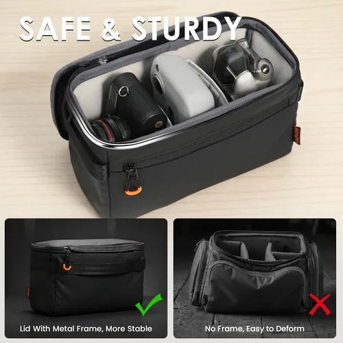 Miniatura 5 de TARION - Bolsa acolchada para cámara con marco protector DSLR interior organizador Se adapta a 1 cámara y 2 lentes: tapa extraíble compatible