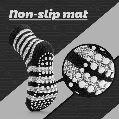 Miniatura 7 de Sosenfer Calcetines antideslizantes para niños pequeños con pinzas, 5-10 pares de calcetines antideslizantes para bebés de 1 a 7 años, hechos